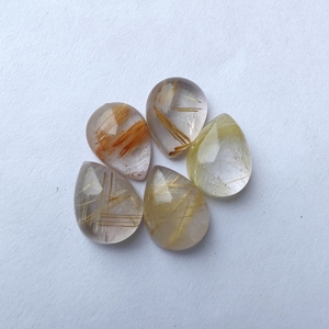 Cabochon en forme de poire, taille MM, Rutile doré naturel, pierre précieuse de haute qualité pour la fabrication de bijoux, toutes tailles - Product Image 3