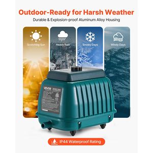 Pompa ad aria lineare 2219.04 GPH per sistema di aerazione seppica, stagni profondi 11 piedi, per fosse settiche, acquari, irrigazione idroponica 2219.04 - Product Image 5