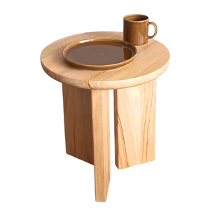 Table basse ronde en teck massif, design moderne, meubles de salon, prix économique direct d'usine - Product Image 1