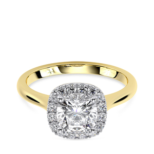 แหวนหมั้นเพชรทรงคุชชั่นคัท เพชรเลี้ยงในห้องปฏิบัติการ ประดับด้วยเพชรรอบวง น้ำหนักรวม 1.72 กะรัต ทองคำแท้ 14 กะรัต ชุบโรเดียม รับรองโดย IGI ของขวัญแต่งงานสุดหรู - Product Image 1