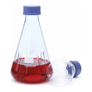 Glassco - Florero Erlenmeyer de Vidrio Borosilicato de 2000 ml con Tapa GL45 para Cultivo Celular y Microbiano - Product Image 1