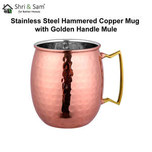 Golden Handle Mule Stainless Steel Hammered <b>Copper</b> Mug Product Type Ceramic <b>Cups</b> - Product Image 3