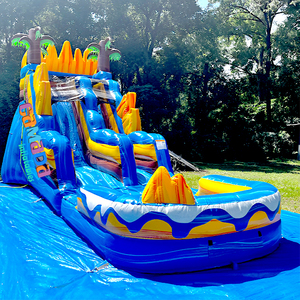 Tobogán Acuático Inflable Island OASIS de 20 pies o Toboganes Acuáticos Personalizados con Palmeras, Tobogán Inflable de PVC Resistente para Juegos Acuáticos al Aire Libre - Product Image 1