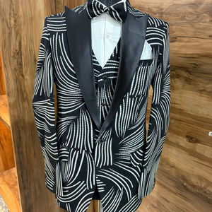 Veste de smoking noire brodée à la main par un designer, veste traditionnelle de marié, veste indienne Jodhpuri, costume de mariage pour homme - Product Image 1