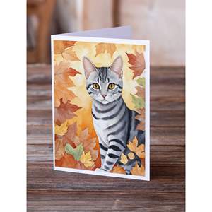 การ์ดอวยพรเปล่าขนาด5x7พร้อมซองจดหมายสำหรับข้อความแมวอเมริกันสั้นแปลกๆในฤดูใบไม้ร่วงใบไม้ร่วงขนาด8 A7ขนาด5x7 - Product Image 2