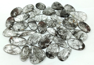 Cabochon en Rutile Noir Naturel Lisse et Poli, Cristal de Guérison pour la Fabrication de Bijoux en Argent/Laiton - Product Image 4