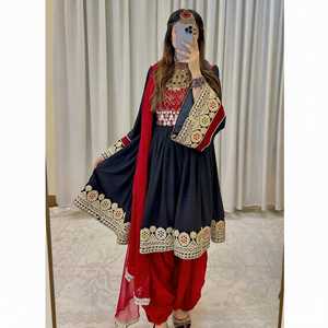 2026 New Trending Afghani Dresses Women's Frock Set Lace High Waist Breathable MultiColor Knee-Length Custom <b>Size</b> Casual - Product Image 2