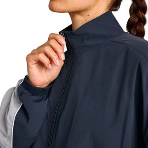 Chaqueta Cortavientos Azul Marino para Mujer, de Poliéster, con Logotipo Personalizado, Estampado de Letras, Cierre Completo, Cuello Alto, Ligera, para Uso en Exteriores, Estilo Urbano, OEM - Product Image 5