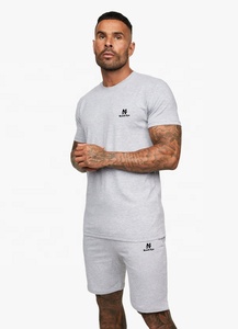 T-shirts et shorts pour hommes en coton de couleur unie, col rond, manches courtes, séchage rapide, respirant, décontracté, quotidien, pour l'été - Product Image 4