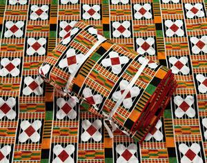 African Woven Kente Pattern Polyester Cotton <b>Fabric</b> <b>Medium</b> Weight Breathable Textile for Wedding Apparel Activewear - Product Image 2