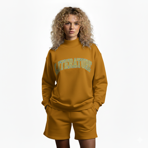 Conjunto de Shorts y Top de Cuello Alto para Mujer, Ropa Urbana de Invierno, Color Sólido, Compatible con Marca Privada para Líneas de Ropa Personalizada, Color Personalizado - Product Image 1