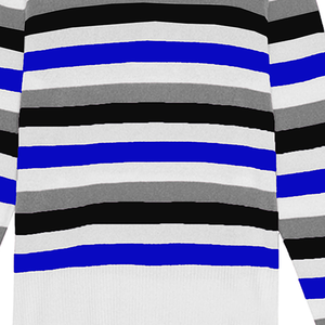 Women's Striped Long Sleeve Pullover <b>Sweater</b> Turn-Down Collar Nautical Style 100% Acrylic Full Sleeve Regular Fit All Seasons - Product Image 6