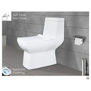 Inodoro Compacto de Esquina de Una Pieza, Cerámica Blanca, Sanitario de 675x360x700mm, Doble Descarga, para Proyectos de Hoteles y Apartamentos - Product Image 1