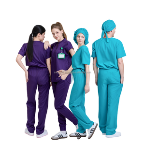 FACTORY garments in VN <b>nursing</b> <b>scrubs</b> wide leg floral comfortable medical <b>scrubs</b> uniforms sets stand collar short sleeve LOW MOQ - Product Image 6