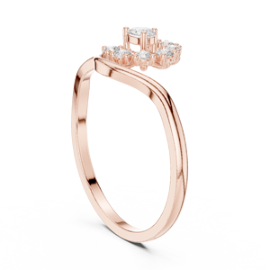 Anillo de Diamantes Cultivados en Laboratorio con Diseño Floral en Oro Rosa para Mujer, Piedras Redondas, Elegante Anillo de Promesa - Product Image 2