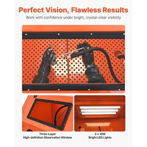 Cabine de sablage en acier robuste de 245 gallons avec réservoir de médias pressurisé de 32 gallons, roues incluses - Product Image 5