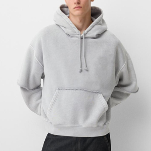Sudadera con Capucha Extra Grande Gris Claro para Hombre, Informal, con Bolsillo Delantero y Capucha con Cordón Ajustable - Product Image 2