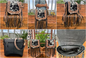Bolsos de Mensajero de piel de vaca auténtica elegantes para mujer a la moda de lujo con flecos hechos a mano y recién llegados al por mayor - Product Image 3