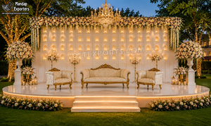 Elegante Panel de Fondo Jharokha Blanco para Decoración de Escenarios de Boda y Eventos de Recepción a Precios de Mayorista para Exportadores - Product Image 2