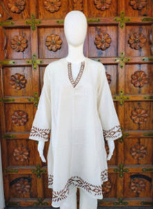 Túnica Premium Casual Boho de Algodón Tejido con Cuello Redondo, Corte Regular, Manga Larga y Bordado para Verano (ODM) - Product Image 2