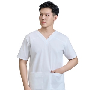 FMF Hospital Scrub Uniform Set White | Cotton-Poly-Spandex WFX-CVC Fabric | Unisex Fit | Ready to Ship - Product Image 1