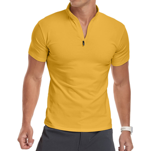 <b>Men's</b> High Quality Plain <b>T</b> <b>Shirt</b> Quick Dry Breathable Knitted Fabric with Custom Logo Printing Solid Pattern Zip Closure <b>T</b>-<b>Shirt</b> - Product Image 3