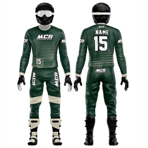 ชุดขับขี่มอเตอร์ไซค์ผู้ชาย ผ้าโพลีเอสเตอร์คุณภาพเยี่ยม 100% ดีไซน์วินเทจใหม่ พิมพ์ลายแบบซับลิเมชั่น เสื้อเจอร์ซีย์และกางเกงสำหรับแข่งรถ MX - Product Image 1