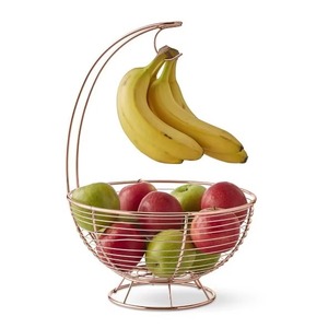 Highest Quality <b>Wooden</b> Fruit Bowl With Banana Holder Rustic <b>Storage</b> <b>Basket</b> For Kitchen Fruit Display - Product Image 5