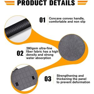 Lavavetri Rettangolare per Auto con Manico Estensibile, 3 Panni in Microfibra Lavabili e Riutilizzabili, Strumento per la Pulizia del Parabrezza dell'Auto - Product Image 2