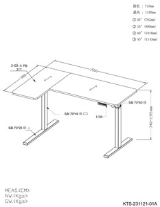 Escritorio Eléctrico Ajustable en Altura ELEVATE Serie L - Product Image 2