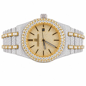 Reloj de cuarzo redondo de acero inoxidable de calidad para hombre de lujo con bisel de diamantes y esfera analógica - Product Image 4