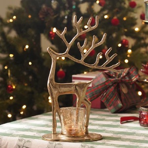 Golden Deer <b>Tea</b> Light Holder Brass Christmas Home Decoration Heat Resistant <b>Candle</b> Stand - Product Image 6