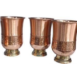 <b>Copper</b> drinking glass handcrafted finish ayurvedic wellness drinkware eco reusable durable for home kitchen <b>table</b> use - Product Image 6