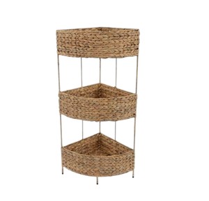 Estante de Almacenamiento Boho Chic de Jacinto de Agua Natural, Hermosa Cesta Trenzada con Motivos, Librería de Esquina, Organizador de Juguetes, Estante de Exhibición - Product Image 3