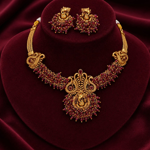 Ensemble collier et boucles d'oreilles ethniques en perles de cristal plaqué or pour femmes JeweleMarket, cadeau de mariage, de fiançailles ou d'anniversaire - Product Image 1