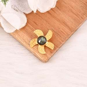 Colgante de Plata de Ley 925 con Engaste de Labradorita Natural en Baño de Oro, Joyería Boho Unisex - Product Image 2