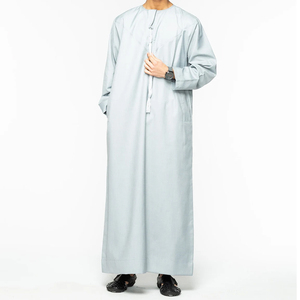 Abelin Modern Kuwait Style Arabic Saudi Long Sleeve Modest Ankle Length <b>Mens</b> <b>Thobes</b> Jubbah Plus Size Solid Polyester Thermal - Product Image 3