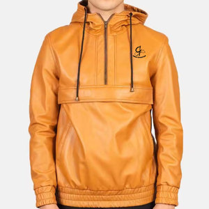 Chaqueta de Cuero con Capucha para Hombre, Ecológica, Transpirable, Estilo Moderno, Cuero Suave, Ropa de Invierno para Uso Urbano y Casual, Personalizable - Product Image 1