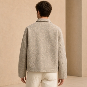 Veste de travail décontractée pour homme, personnalisée OEM, style vintage, couleur abricot, en jacquard, avec boutons, imprimée, pour camionneur, fabriquée sur mesure - Product Image 4