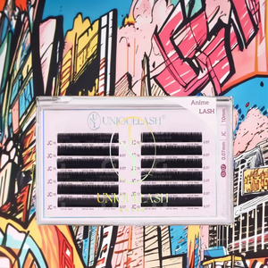 ขนตาปลอมเกาหลี UNIQUE LASH ทำมือจากวัสดุ PBT แบบเส้นเดี่ยว ปลายแหลม สไตล์อนิเมะ ขนาด 0.07 มม. บรรจุในถาดเดียว สำหรับต่อขนตาแบบมีเท็กซ์เจอร์ - Product Image 1