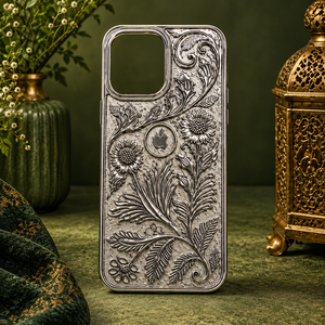 Funda para Móvil de Plata de Ley 925 Premium con Grabado de Girasol - Product Image 1