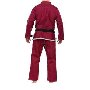 Kimono d'arts martiaux rouge avec revers contrastant noir, tenue d'entraînement professionnelle de karaté en toile de coton épaisse - Product Image 5