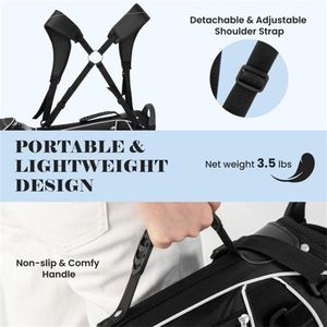 Borsa da Golf Leggera in Poliestere Nero con 4 Tasche con Cerniera e 3 Divisori per Viaggi Comodi - Product Image 4