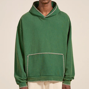 Sudadera con Capucha Verde para Hombre, Estilo Oversize con Estampado de Calavera, Estilo Mafia, Hip Hop, Tejido de Algodón, Informal de Otoño, Diseño con Logotipo Frontal y Bolsillo - Product Image 3