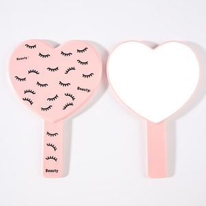 Miroir cosmétique portable en forme de cœur, double face, en plastique, avec éclairage, pour table, élégant et pratique - Product Image 6