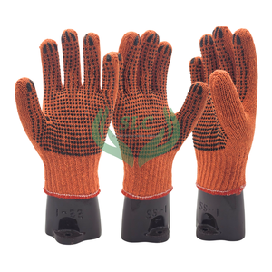 Gants de sécurité en coton orange de qualité supérieure Tissu en tricot à pois antistatique/antidérapant Ajustement solide pour la construction/l'industrie/le jardinage - Product Image 2
