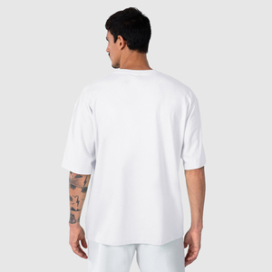 เสื้อยืดทรงบ็อกซี่โอเวอร์ไซส์ผ้าฝ้ายแท้ 100% น้ำหนักเบา แบบเรียบ ไม่มีลาย พร้อมปักโลโก้ตามสั่ง ผ้าไม่เป็นขุย แห้งเร็ว สำหรับผู้ชาย - Product Image 2