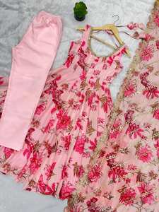 Vestido Anarkali de Organza Elegante para Mujer con Conjunto de Dupatta, Bordado, Elástico y Reversible, para Bodas y Eventos - Product Image 6