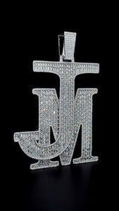 ใหม่ฮิปฮอปดีไซน์ VVS Moissanite เพชรออกบาแกตต์ตัวอักษรแผ่นชื่อเริ่มต้นเครื่องประดับจี้ทำเองได้ - Product Image 6