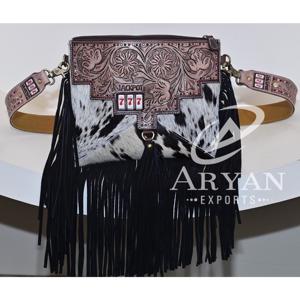 Bolso Bandolera de Cuero Vacuno con Flecos, Diseño Western, Hecho a Mano, Personalizado, para Mujer - Product Image 1